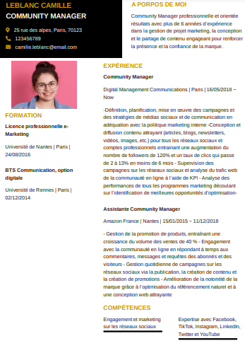 Exemple CV community manager